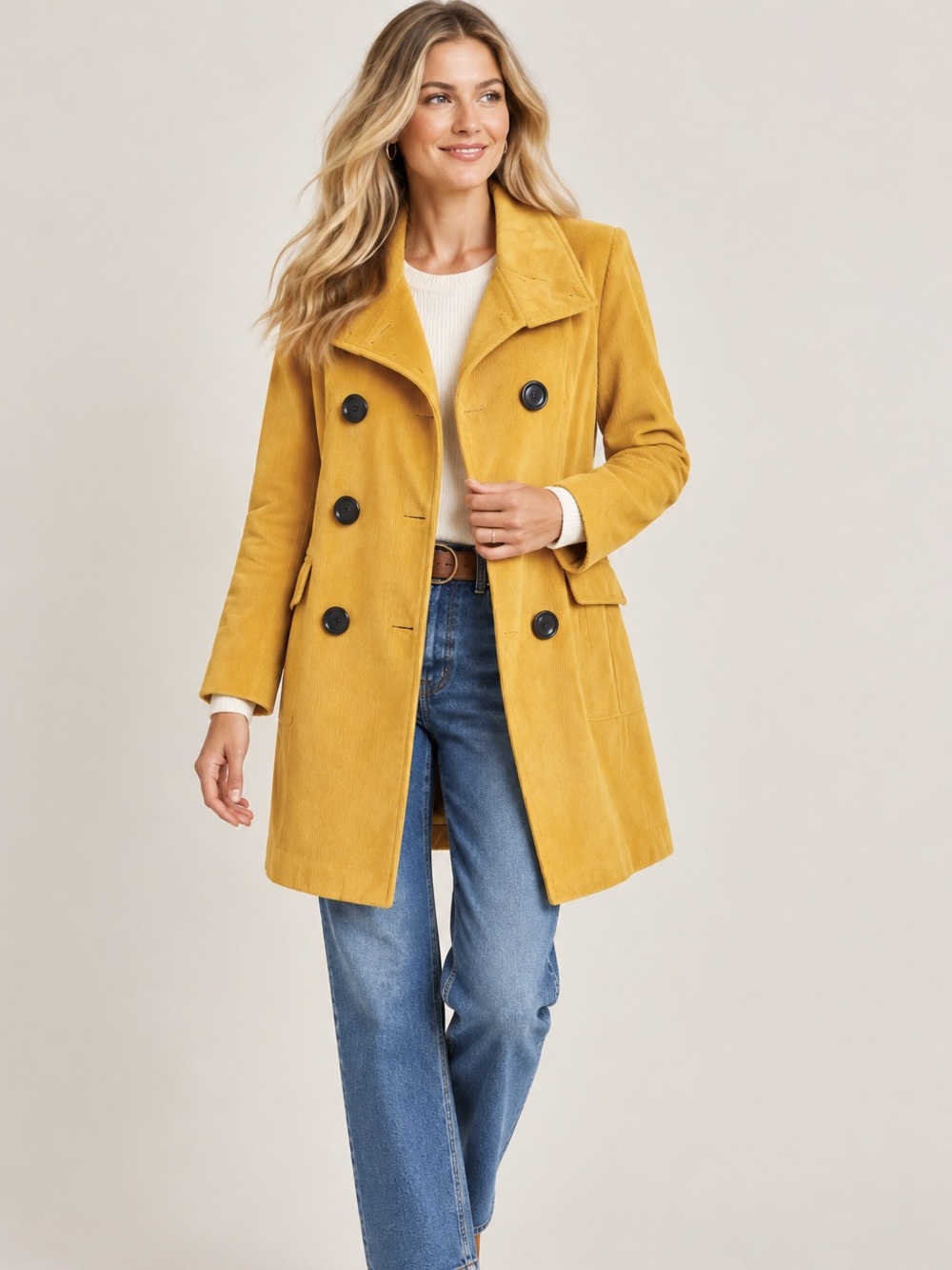NWT Luii Mustard Yellow Chunky Button Coat Size M
